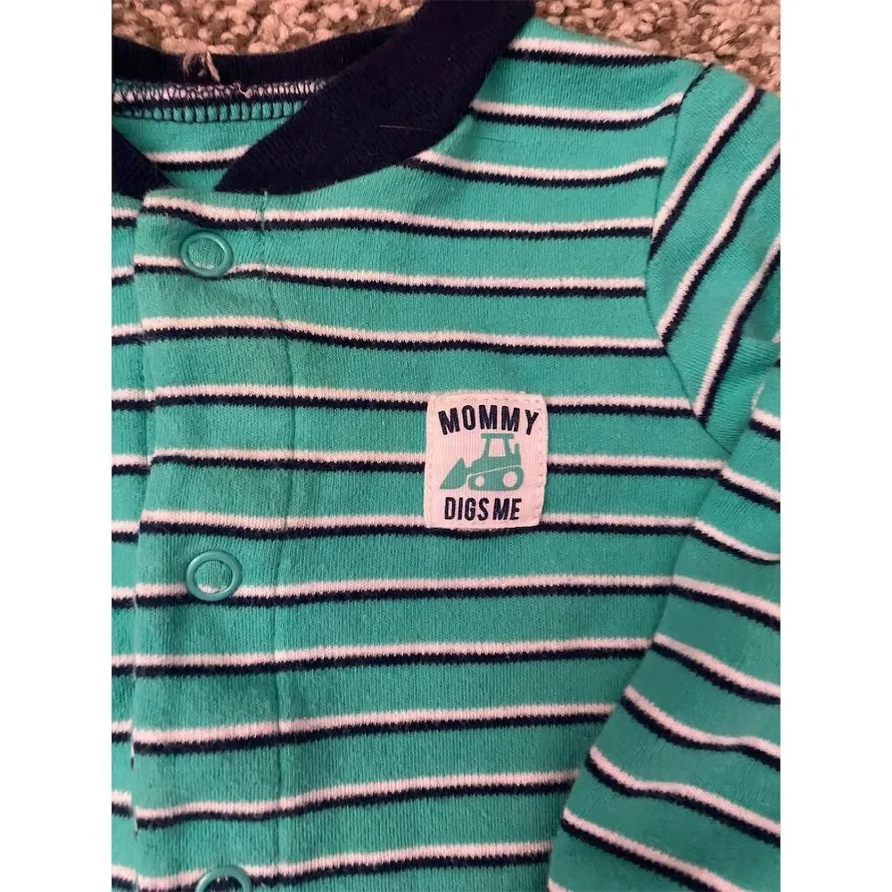 Carter's Simple Joys Baby Boy Footed Pajama 3-6M Green Striped